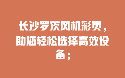 長(zhǎng)沙羅茨風(fēng)機(jī)彩頁(yè),助您輕松選擇高效設(shè)備; 一