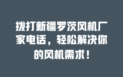 撥打新疆羅茨風機廠家電話，輕松解決你的風機需求！ 一