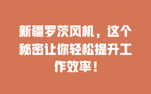 新疆羅茨風機,這個秘密讓你輕松提升工作效率! 一