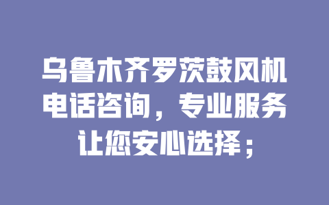 烏魯木齊羅茨鼓風機電話咨詢,專業服務讓您安心選擇; 一